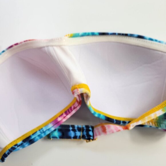 Bleu Rod Beattie Multicolor Bandeau Bikini Top Sz 10 Acid Wash Swim - Picture 11 of 16